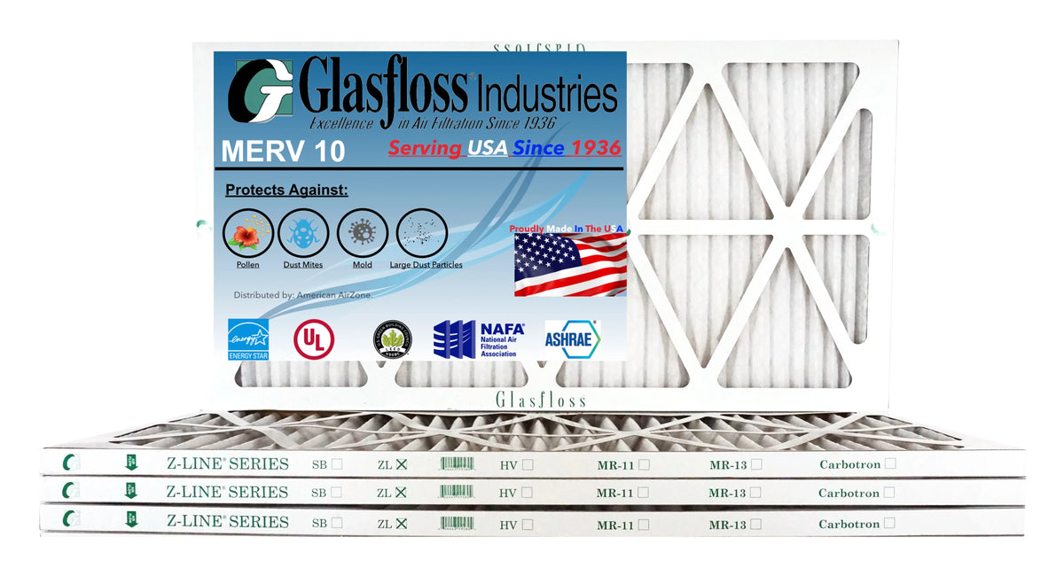 10 17.5 - Made in x inch) (Actual 26.5x7/8 -Qty:4 Size: 18x27x1 Glasfloss MERV Air Furnace Filter USA - -