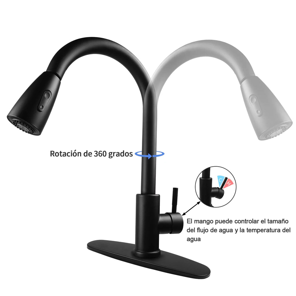 High RV, Bar, with Faucets Single Handle for Kitchen Kitchen Stainless Deck Faucet Silver Commercial Faucet Kitchen, Kitchen Arc Sink Plate, Modern Steel with Pull Sprayer, Down