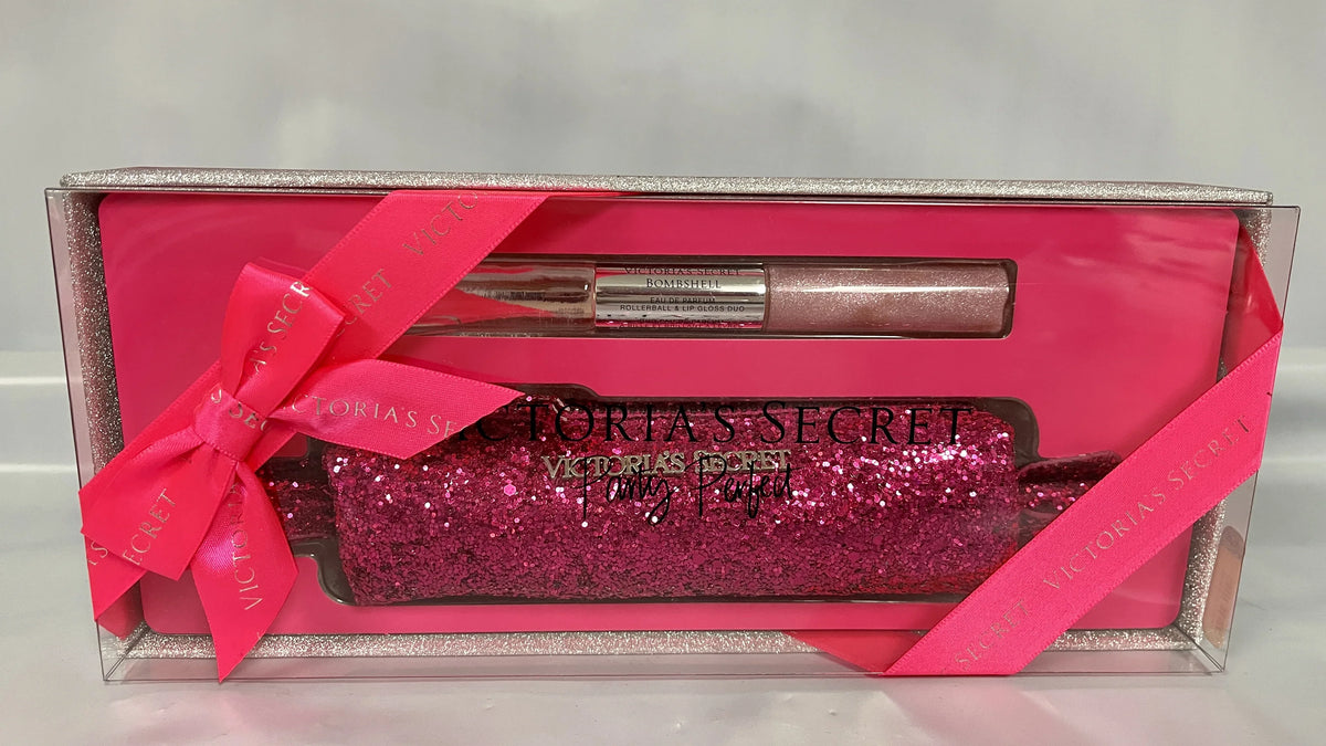 Gloss Gift Pink Bag Party Sparkle Secret Lip Bag Bombshell Rollerball & Duo and Victoria's Set Set Glitter