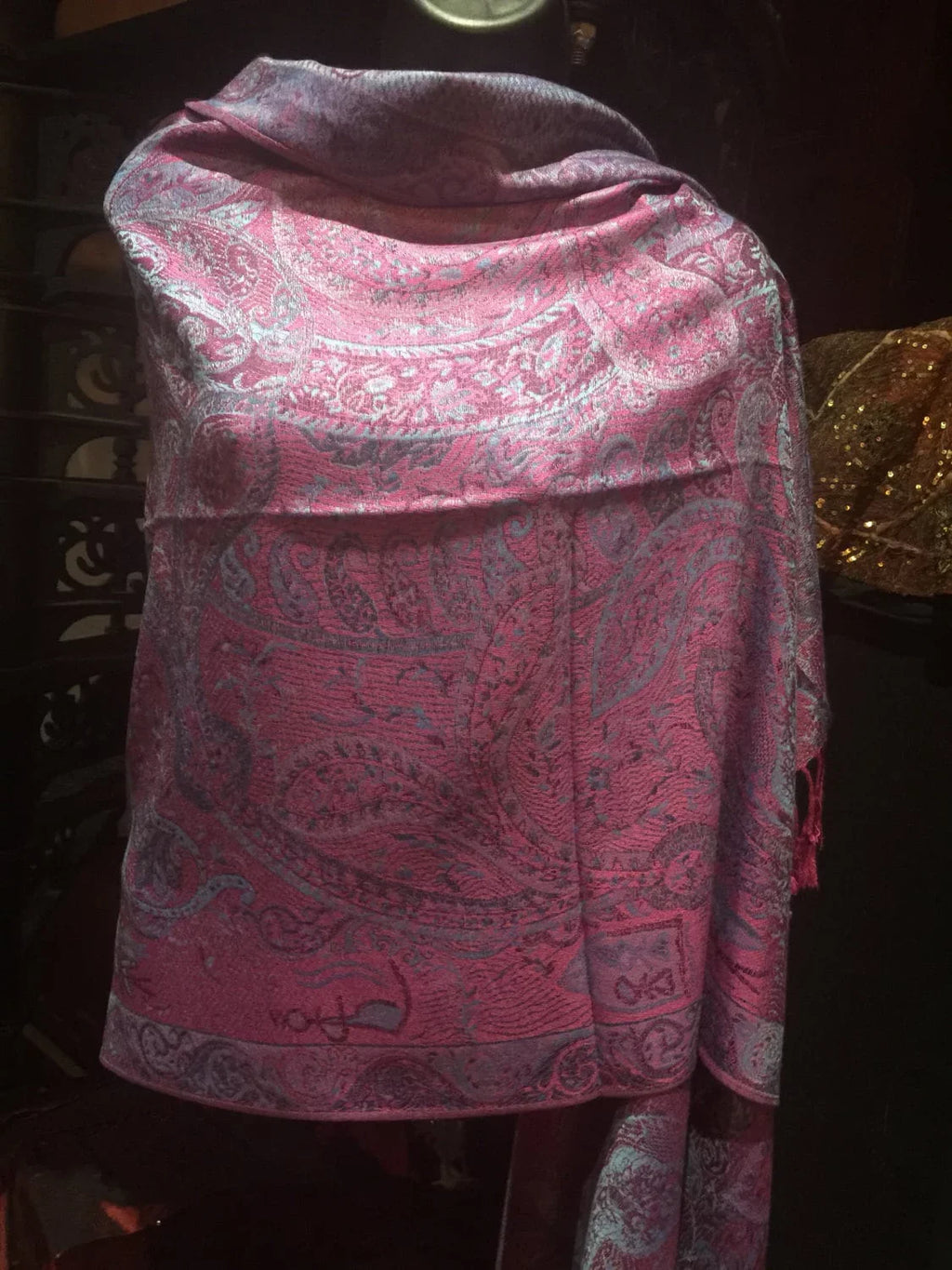 Vintage Pashmina Paisley Wrap Brocade Scarf