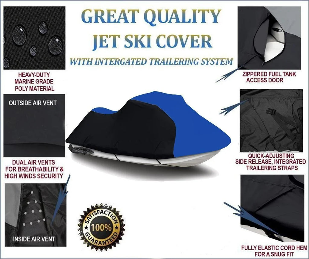 Sea-Doo LINE HEAVY-DUTY, 2018 Cover Trailerable THE PWC Ski GTS Compatible 2011 Jet for TOP / BLUE 2017 OF Doo BLACK Watercraft Sea