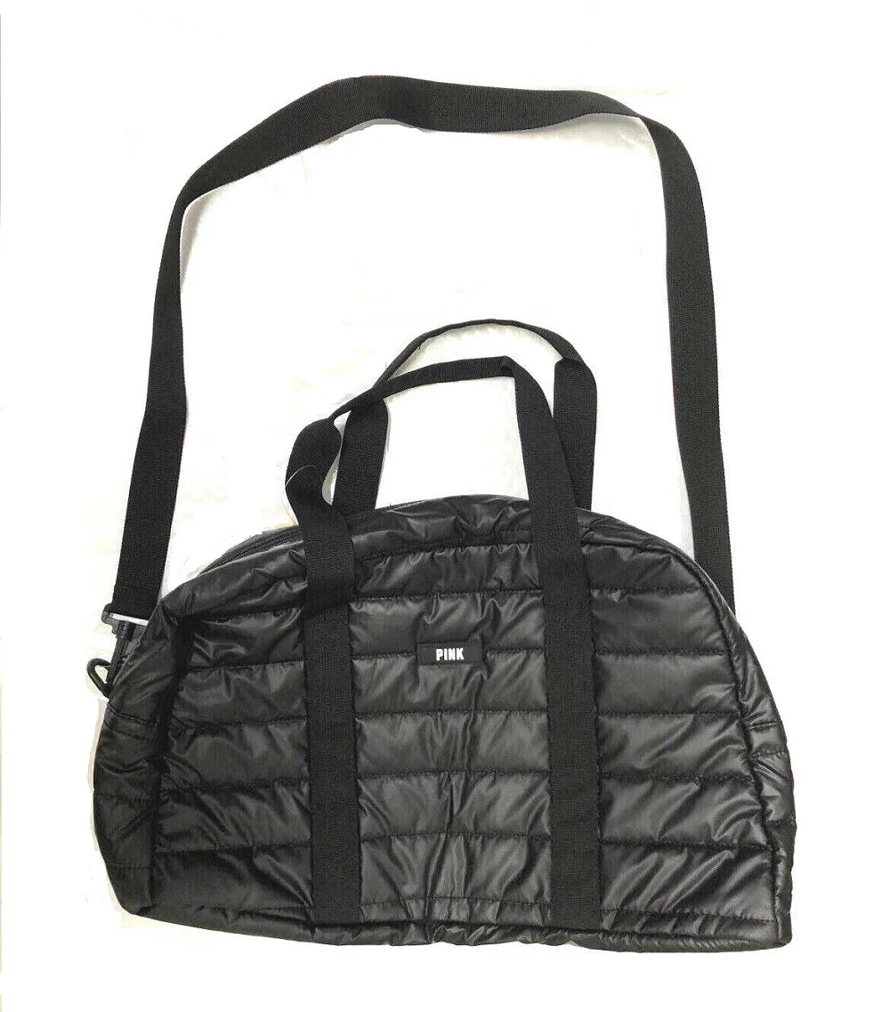 Victoria's Taffeta Pink duffle New Bag Quilted Duffle Secret Black