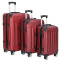 with Set Wine Luggage 3-Piece TSA Lock, Trolley Red, ABS