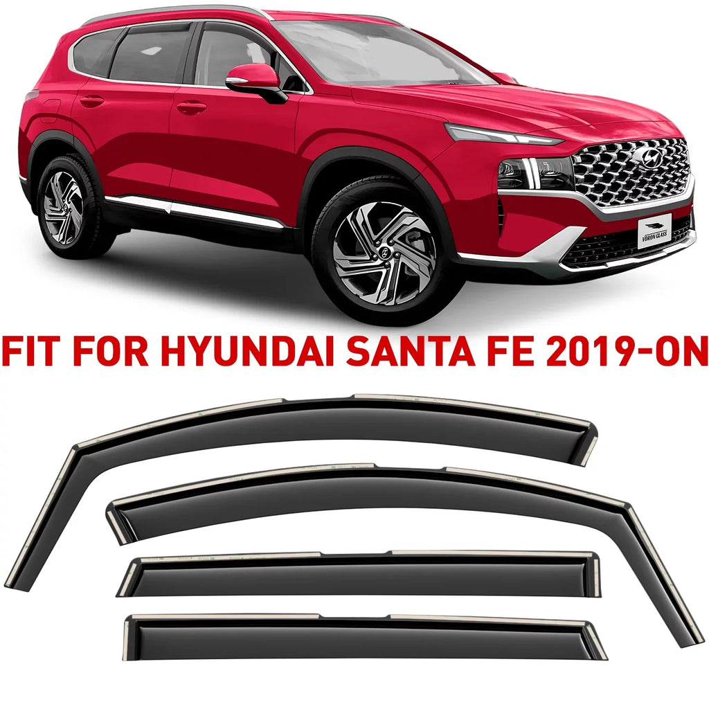 Hyundai 2019-2024, 200473 Voron Window - Visors, Extra Glass Guards Window Pieces Santa Durable Rain for 4 Fe in-Channel Deflectors, Vent