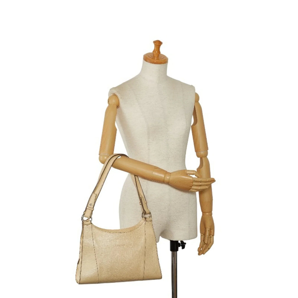 LOEWE Cream Ladies White Leather (Fair) Handbag Yellow Pre-Owned