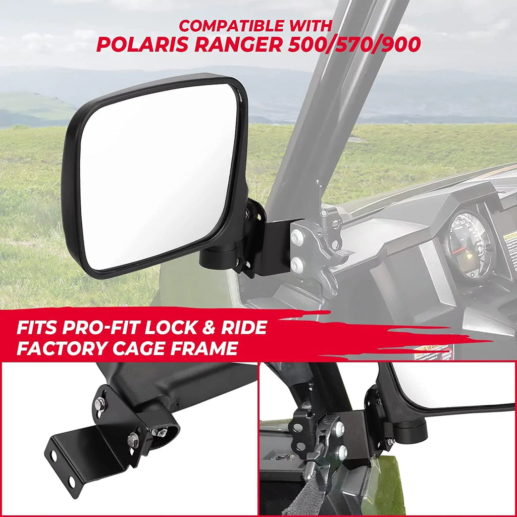 Kemimoto Side with Polaris UTV 900 500 570 Rear View Mirror Ranger 2015-2022 Compatible Mirrors