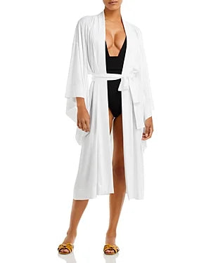 Kamali Women's White) Swim Cover-Up (XS, Midi Robe Norma