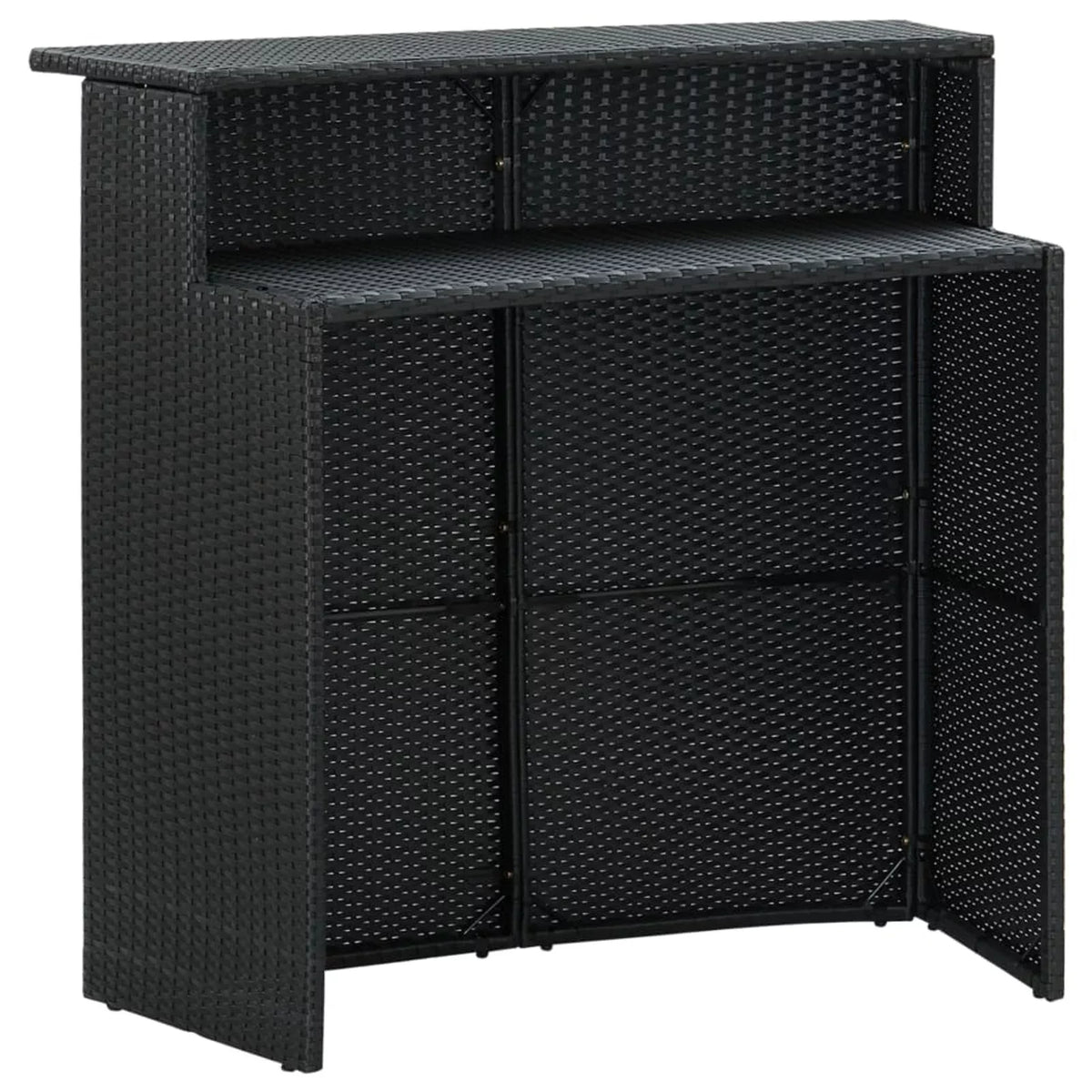 Backyard, Bar Patio and Patio, Table with Bar Footrest Set Chair Piece Furniture Anself and Garden, Black 3 Bar Rattan Balcony, Backrest 2 for Cushioned Poly Outdoor Stool