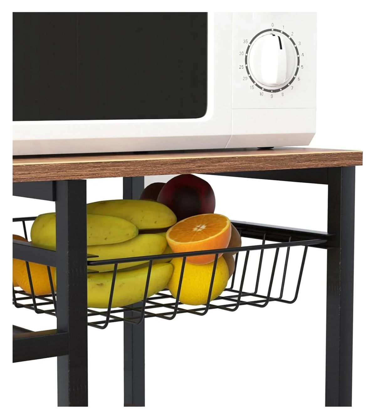 oddfain Kitchen with Brown on Wheels Station, 3 Serving Tier Bakers for Dark Microwave Kitchen Coffee Rolling Cart Rack Cart Utility Carts Outdoor Storage Bar