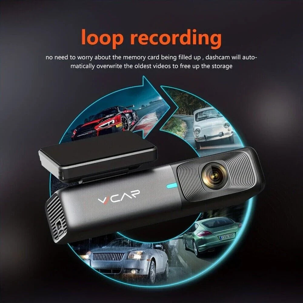 Support WiFi VVCAR Night 32G G-Sensor, Max, Loop Free Dash 128GB Vision, Cars Recording, 2.5K Camera Dash 1440P for Car Cam Card,