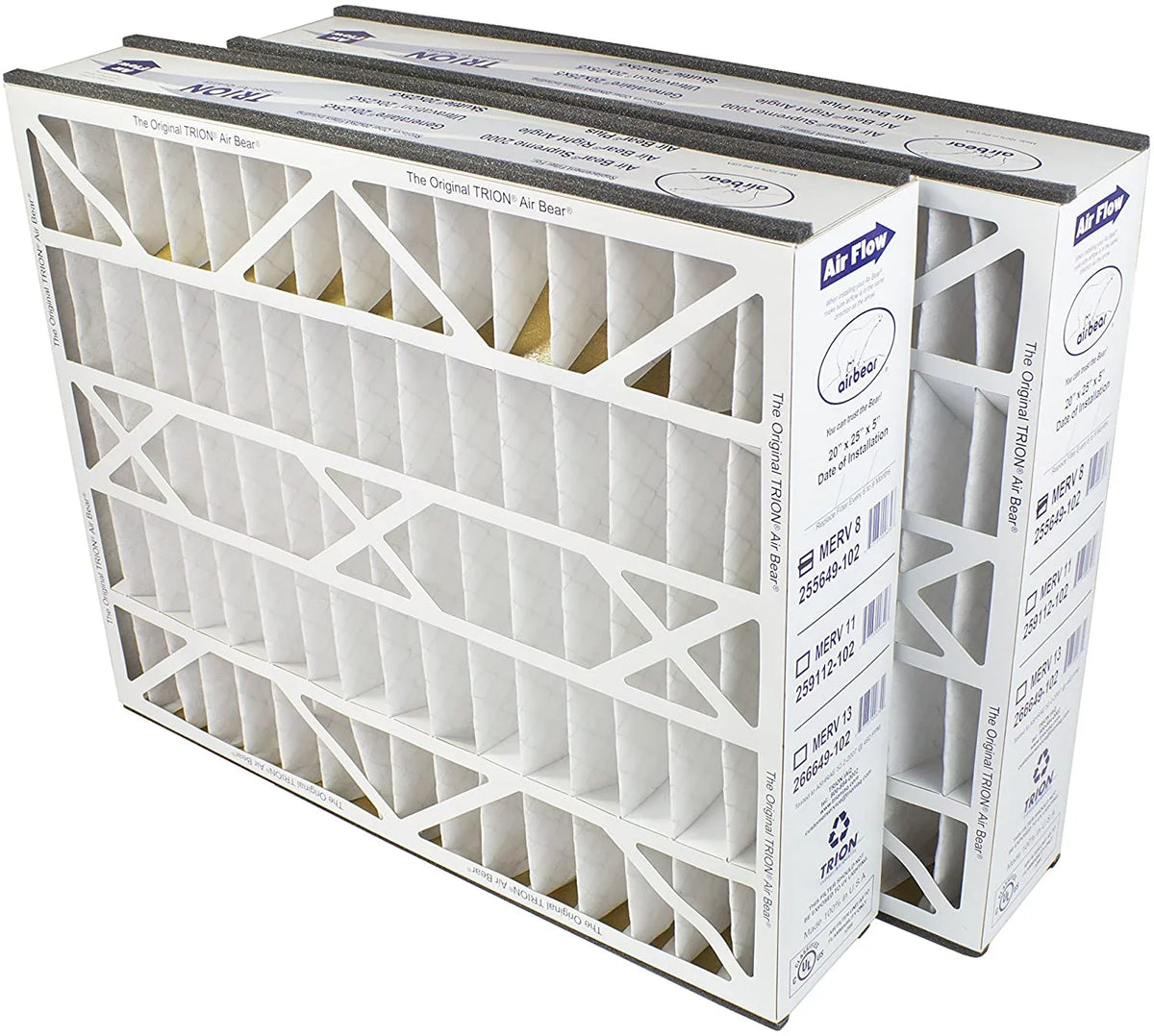 Air (2-Pack) - 20" Pleated 5" Air Filter, 255649-102 25" x 8 x MERV Bear