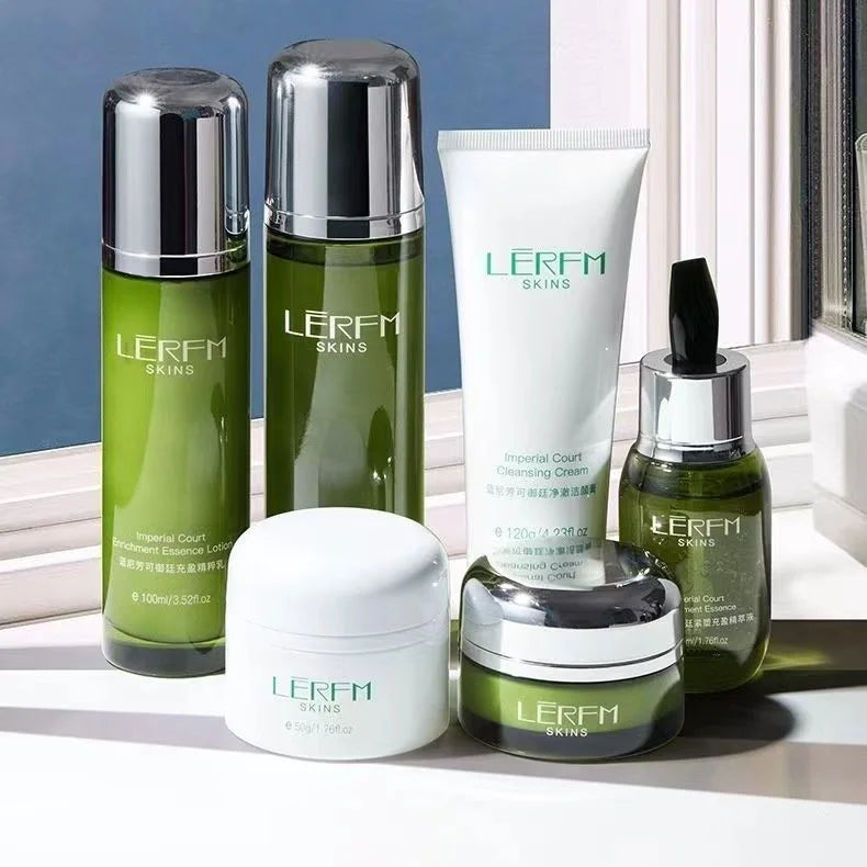 Face Serum Firming LERFM Cream Deep Pores Day 6Pcs Night Beauty Oil Face Toner Skincare Cleaning Products Control Whitening Set