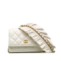 Chain Lambskin Pre-Owned Unisex Romance Bag Wallet On White Leather Crossbody (Good) Authenticated