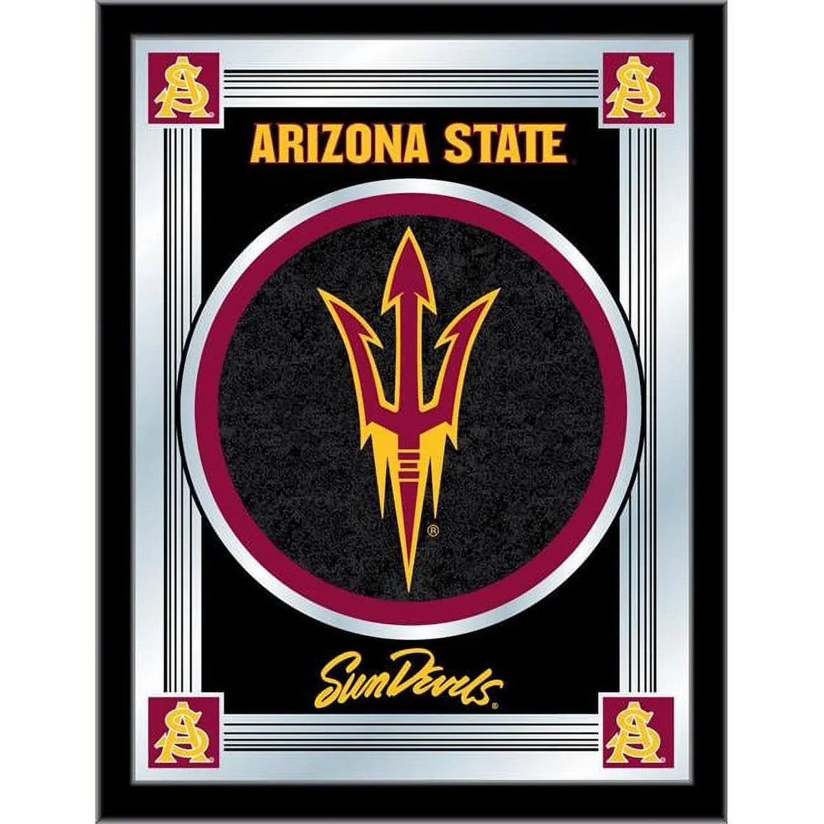 '- Frame Logo with State Devils Wood Mirror Pitchfork Arizona Sun