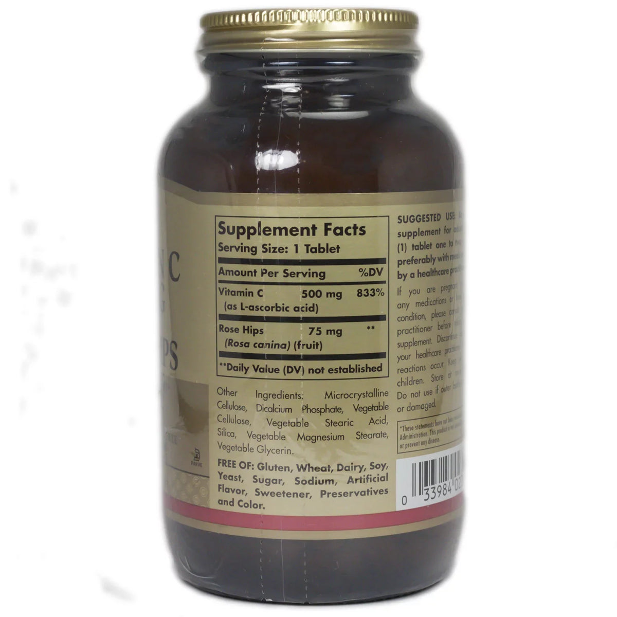 Vitamin with 500 mg, Hips, Solgar Tablets 250 Rose C