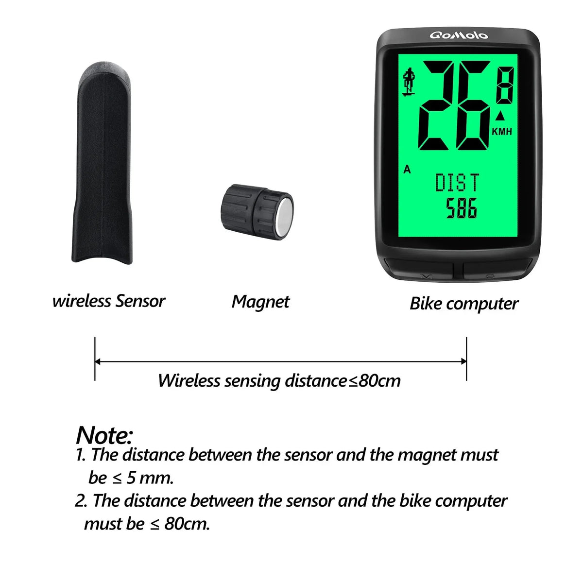 Wake-up Screen Bike Display LCD Bike IPX6 Wireless Multi-Functional Computer Automatic Waterproof Backlight Cycle Large Speedometer, Computer,