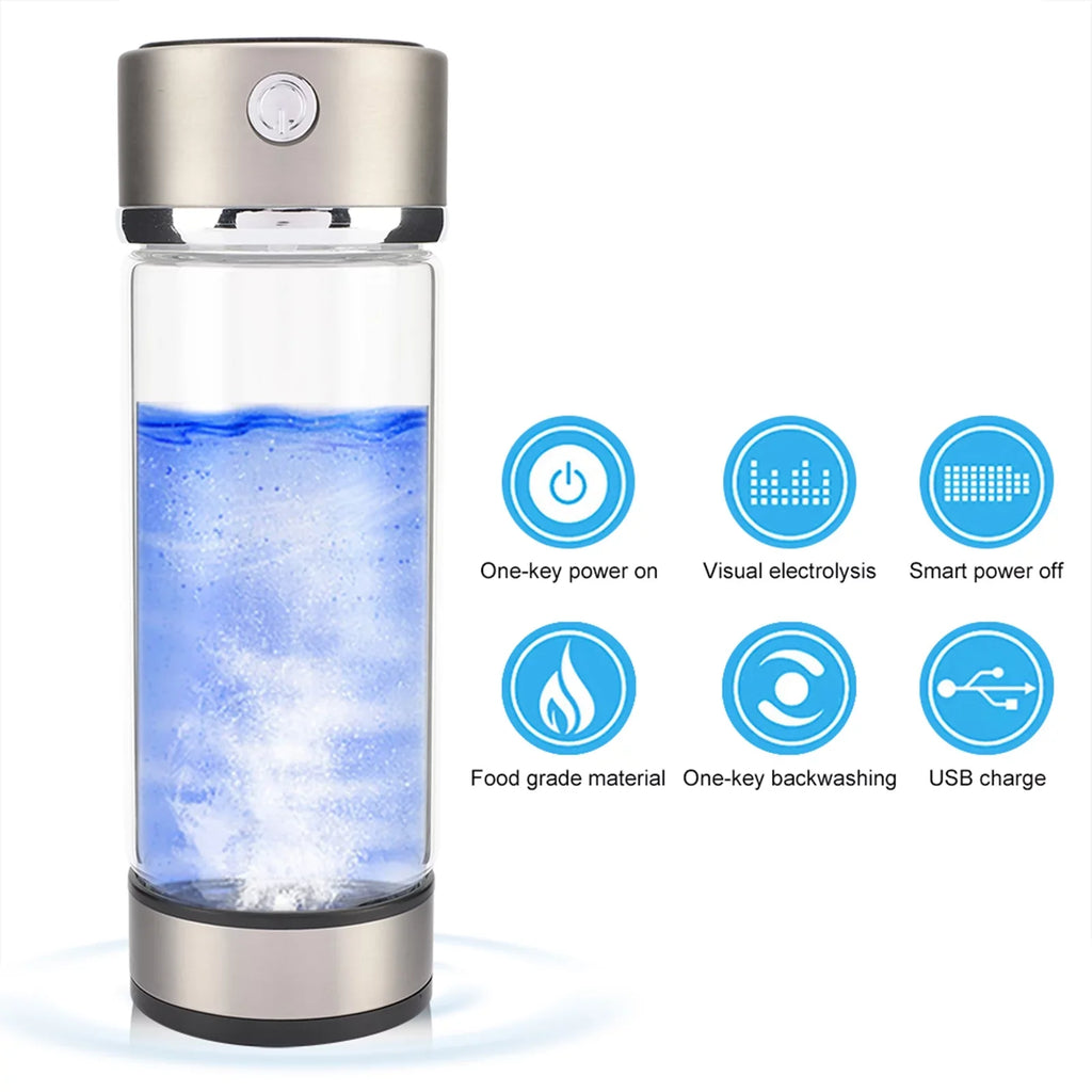 USB Portable Filter Charging Hydrogen Nikou Purifier Water Rich Glass Cup Anti-Skid Lonizer Bottle