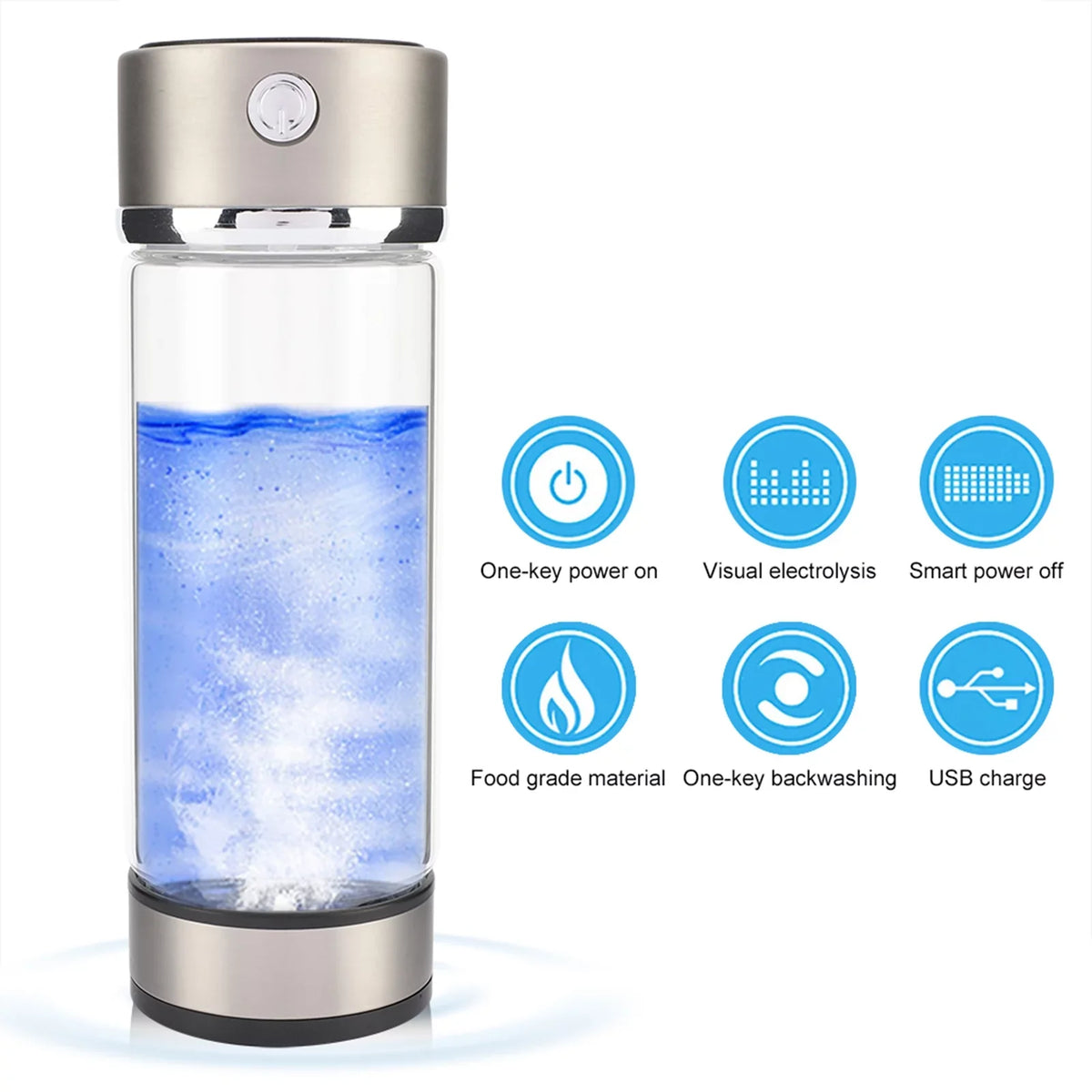 USB Portable Filter Charging Hydrogen Nikou Purifier Water Rich Glass Cup Anti-Skid Lonizer Bottle
