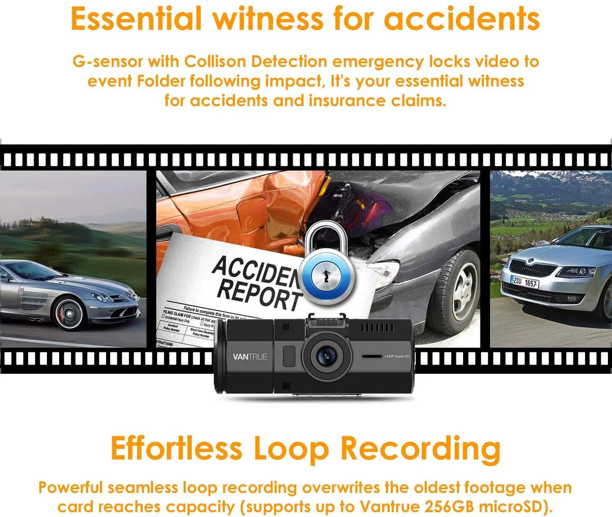 Night 1440P, Vantrue Front Pro and 1080P N2 Dual Parking G-Sensor, Single Dash 24hrs Loop Dash Vision, Uber Camera with Car Recording Camera Front Mode, Interior Cam,