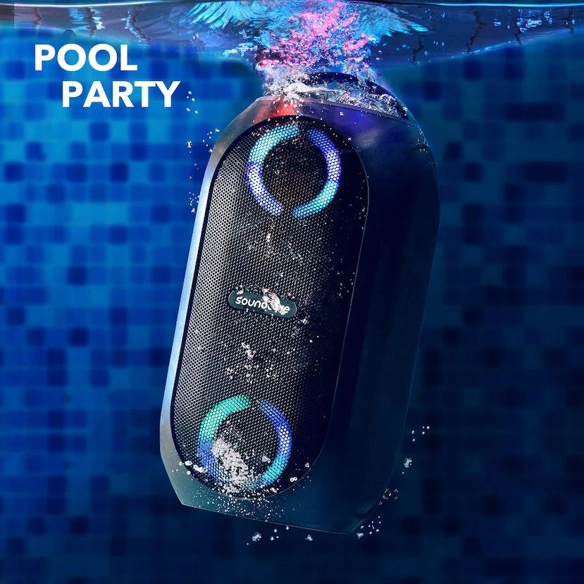 | A3390Z12 | Anker- Black Portable | IPX7 Playtime 80W PartyCast by Soundcore | Waterproof Speaker 18-Hour | Rave