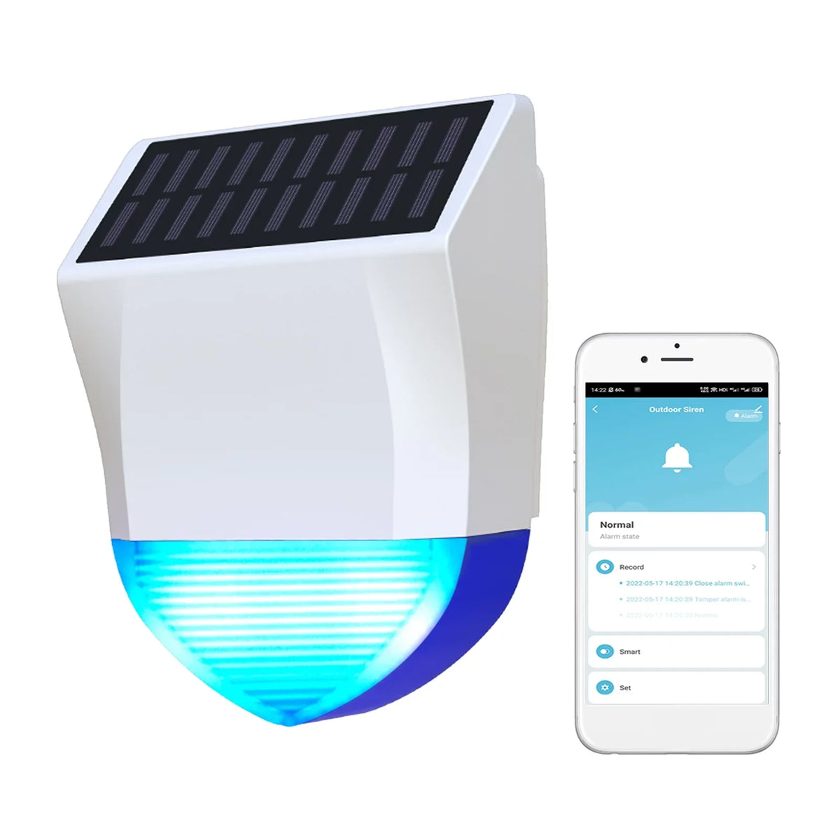 Alarm Linkage Intelligent Alarm Light Alarm Wifi Control Smart IPX5 Real-time Device Sound BT 5.0 Solar Powered Waterproof APP Home