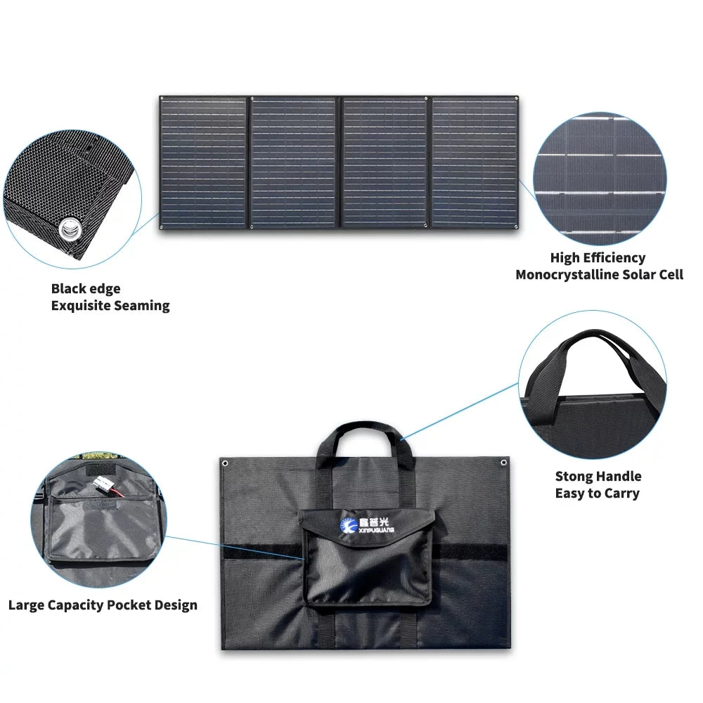 20A Black Charge Charger Camping, Power for 200w 12 XINPUGUANG Kit 12v x Solar Leisure 4 50 volt Hiking, Panel Solar watt Controller Outdoor Battery Station Generator Foldable