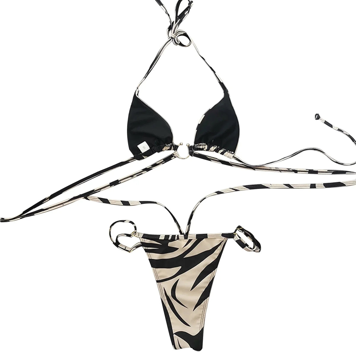 Up Panda Striped Bikini Swimsuit Women for Two Split Sexy Color Lace Swimsuits
