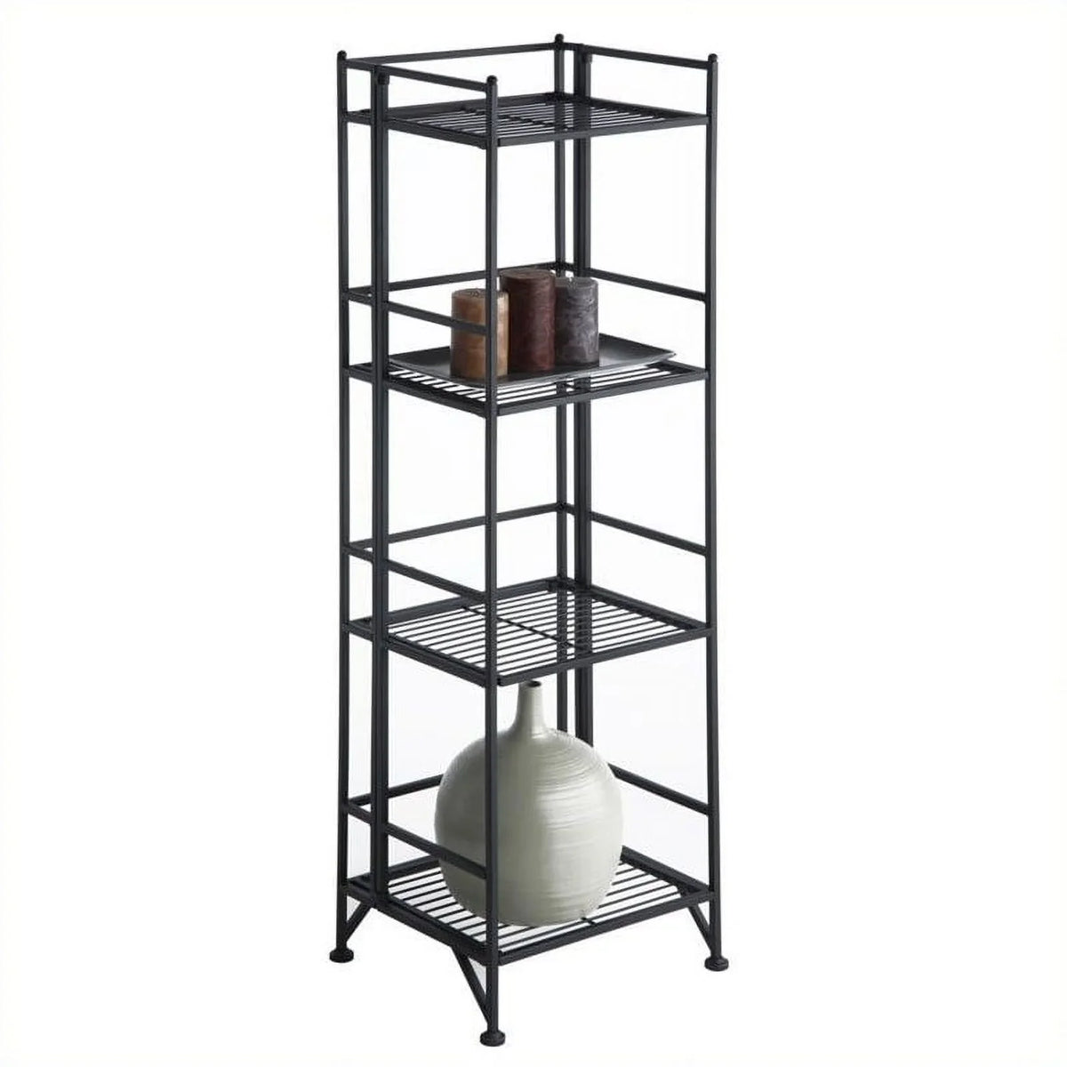 Tier Row Folding Black in Unit Transitional Metal Pemberly Shelf 4