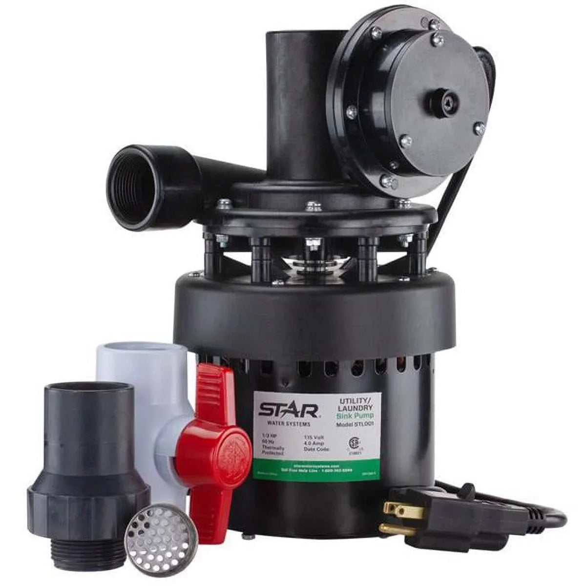 Thermoplastic Star Systems Water GPH 1320 HP ft. 0.3 8 Diaphragm Top Switch System Pump AC Sink