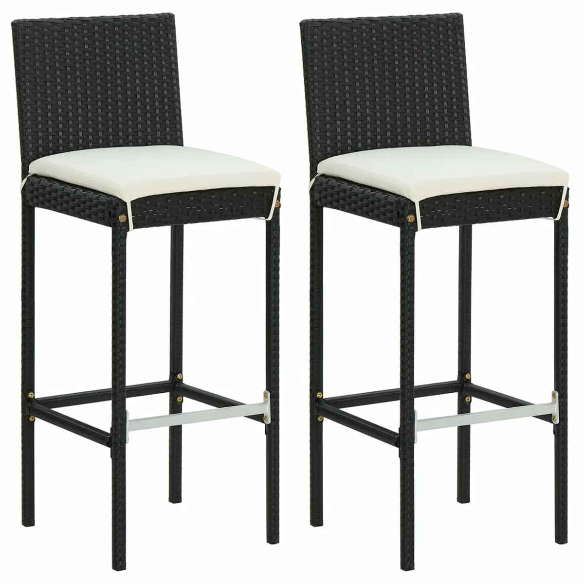 Backyard, Bar Patio and Patio, Table with Bar Footrest Set Chair Piece Furniture Anself and Garden, Black 3 Bar Rattan Balcony, Backrest 2 for Cushioned Poly Outdoor Stool
