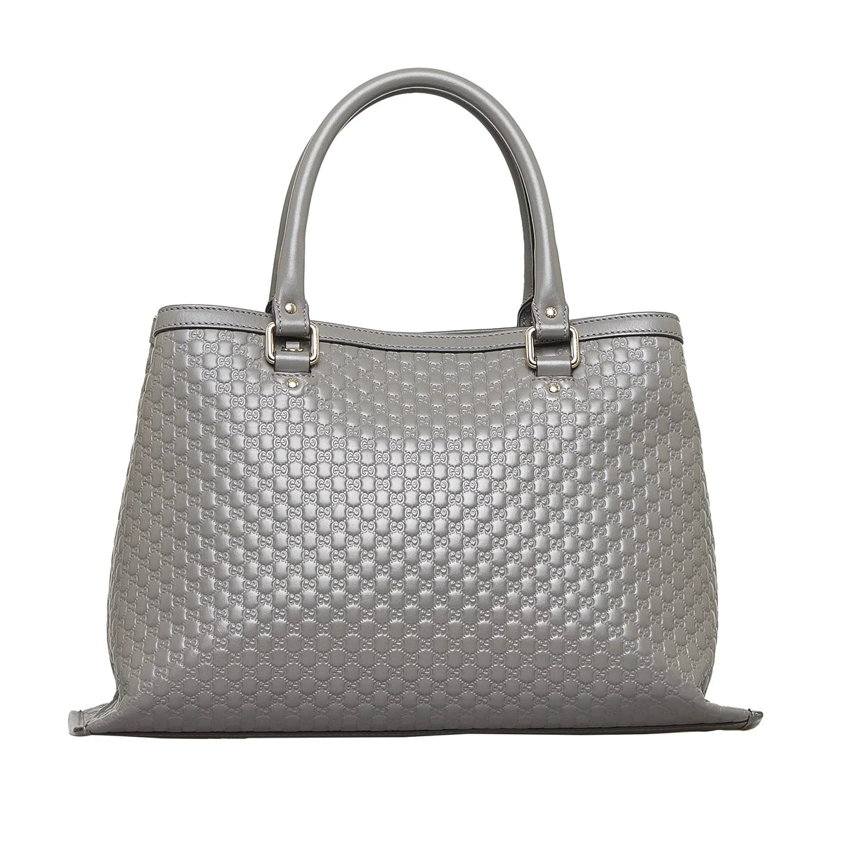 Leather (Good) Calf Pre-Owned Unisex Microguccissima Gray Satchel Authenticated