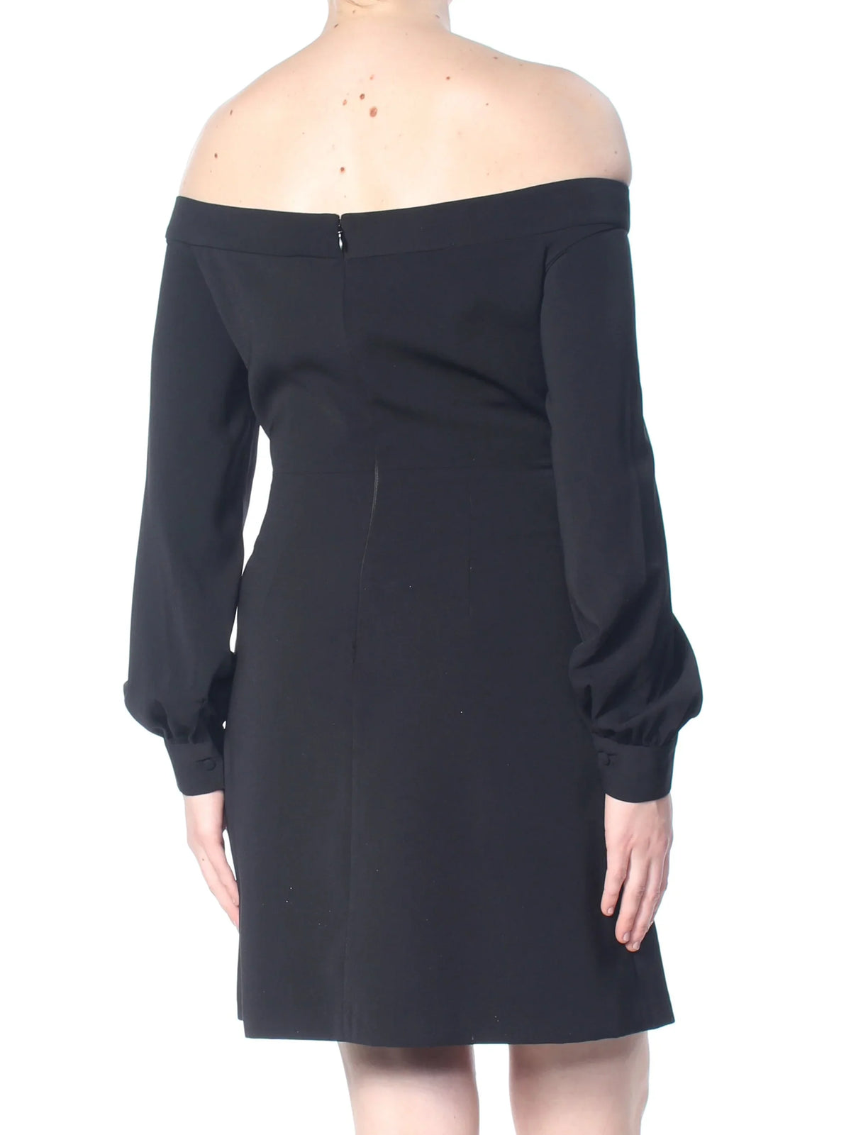 STUART Sheath Shoulder 8 Dress Womens Off Darted JILL $298 Zippered Black B+B