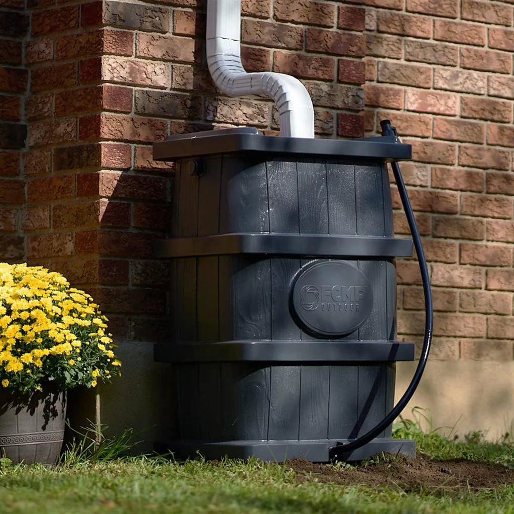 Outdoor Grain WG4000-GRY Rain Water Home Catcher Outdoor FCMP Wood Barrel