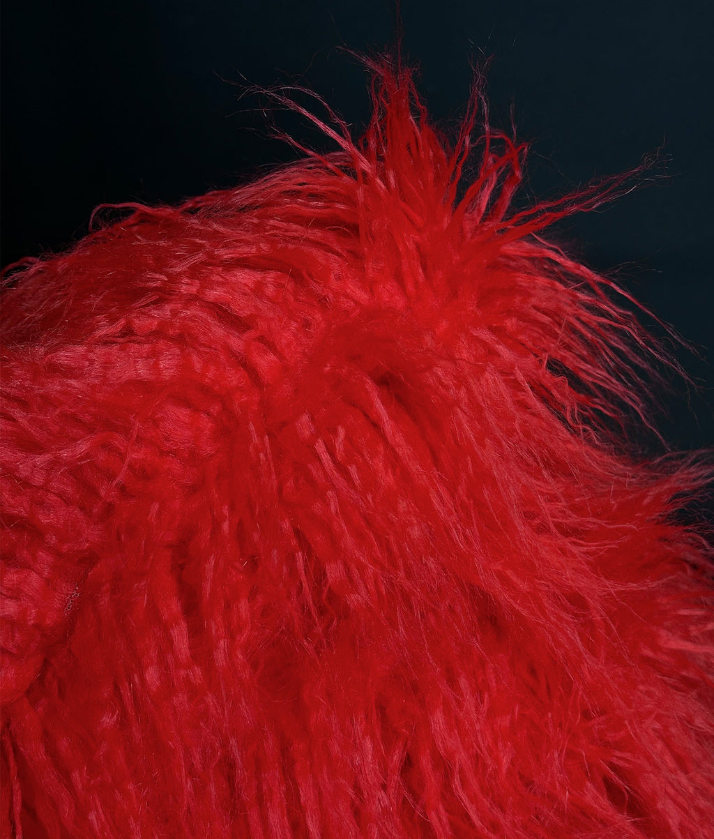 Sold by Cosplay Fake Yard Retardant FUR 3.5" Per Sewing / Japanese CURLY Red) Yak Craft, Faux Fire 58" Yarn Yard Pile Continuous 2.3oz Wide LONG (Fire