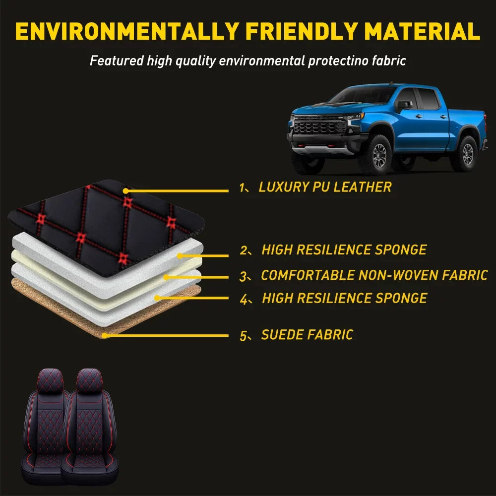 HD Covers 3500 or Car Set, Black-Red) Silverado 1500/2500 Crew,Double,Extended Set HD Pickup Full Seat GMC Truck(Full Sierra / Fit Cab for 2007-2023