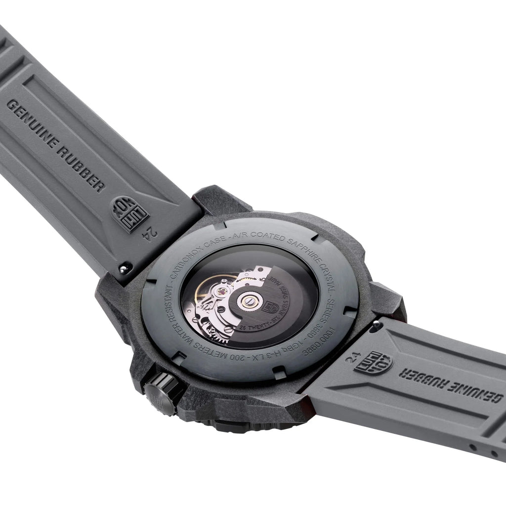 Men's Luminox Rubber Watch Carbon Seal XS.3862 Grey Strap Master