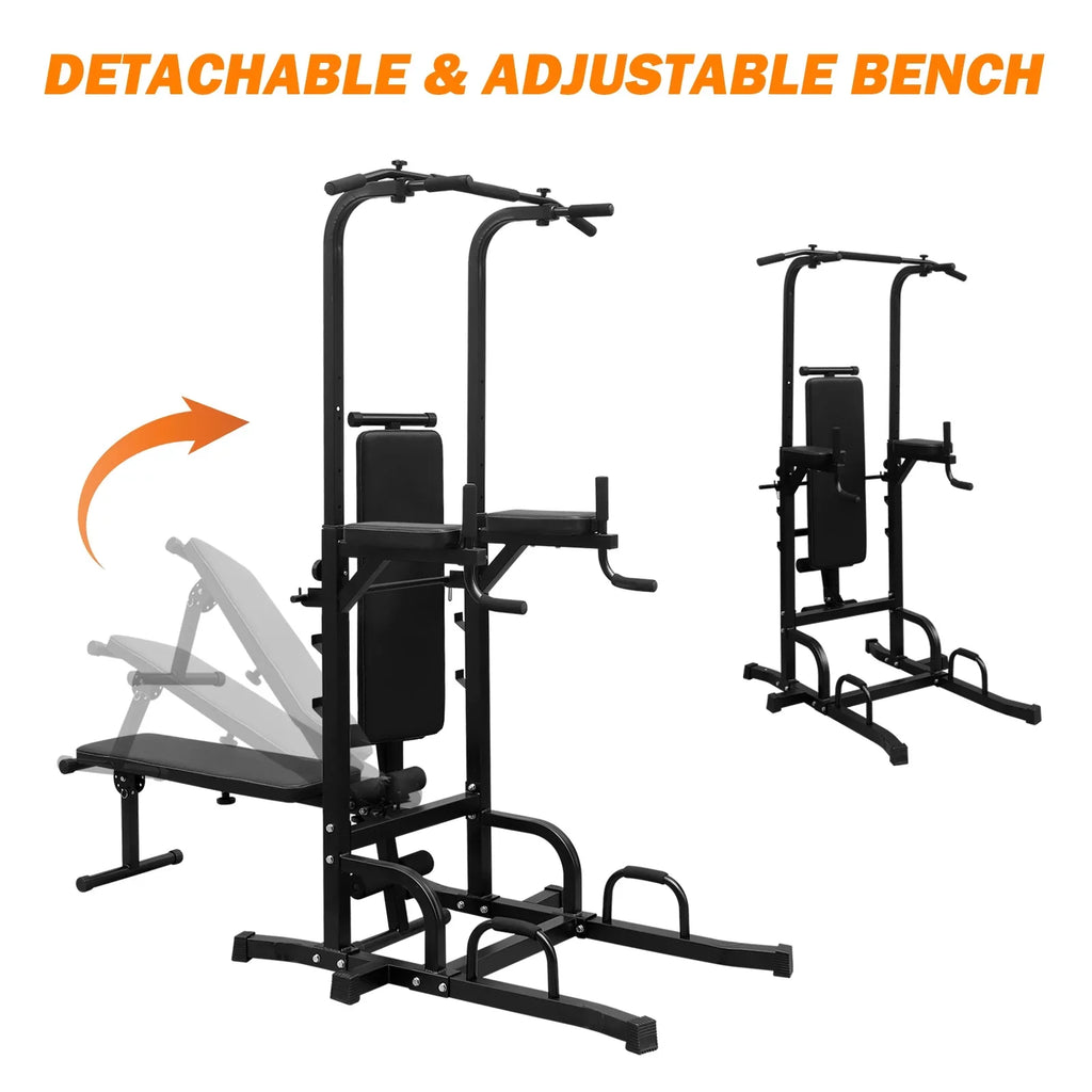 Stand Station Height Bar Equipment Pull Training Power Tower Up Heavy Duty Adjustable Fitness Multi-Function Bench with Gym,Steel Home Dip for Office