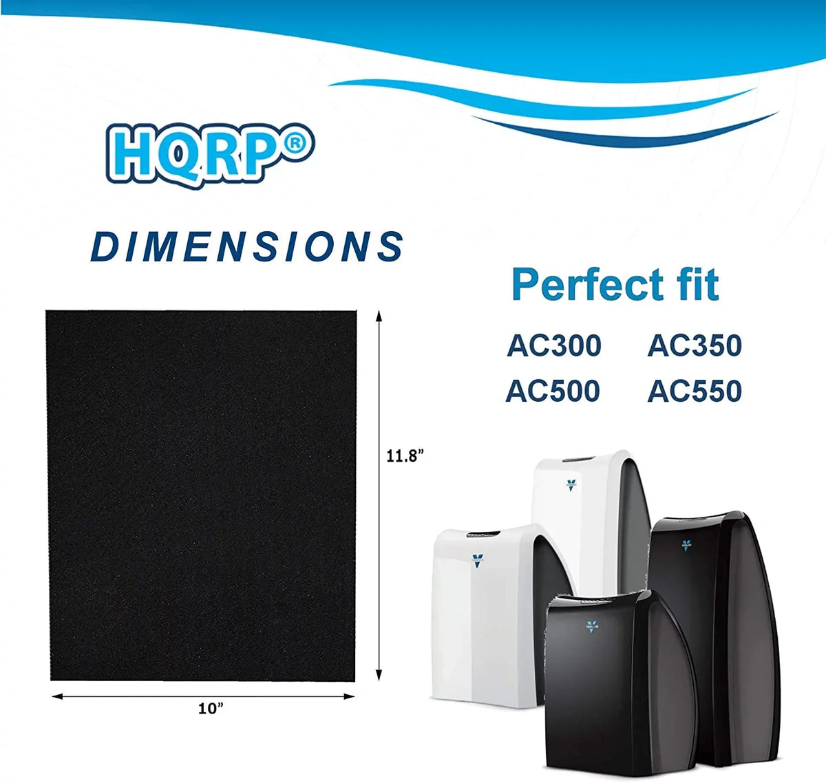 Vornado for AC550 6-pack AC500, Activated Carbon AC350, Purifiers HQRP Air Filter fits AC300, MD1-0023 Replacement