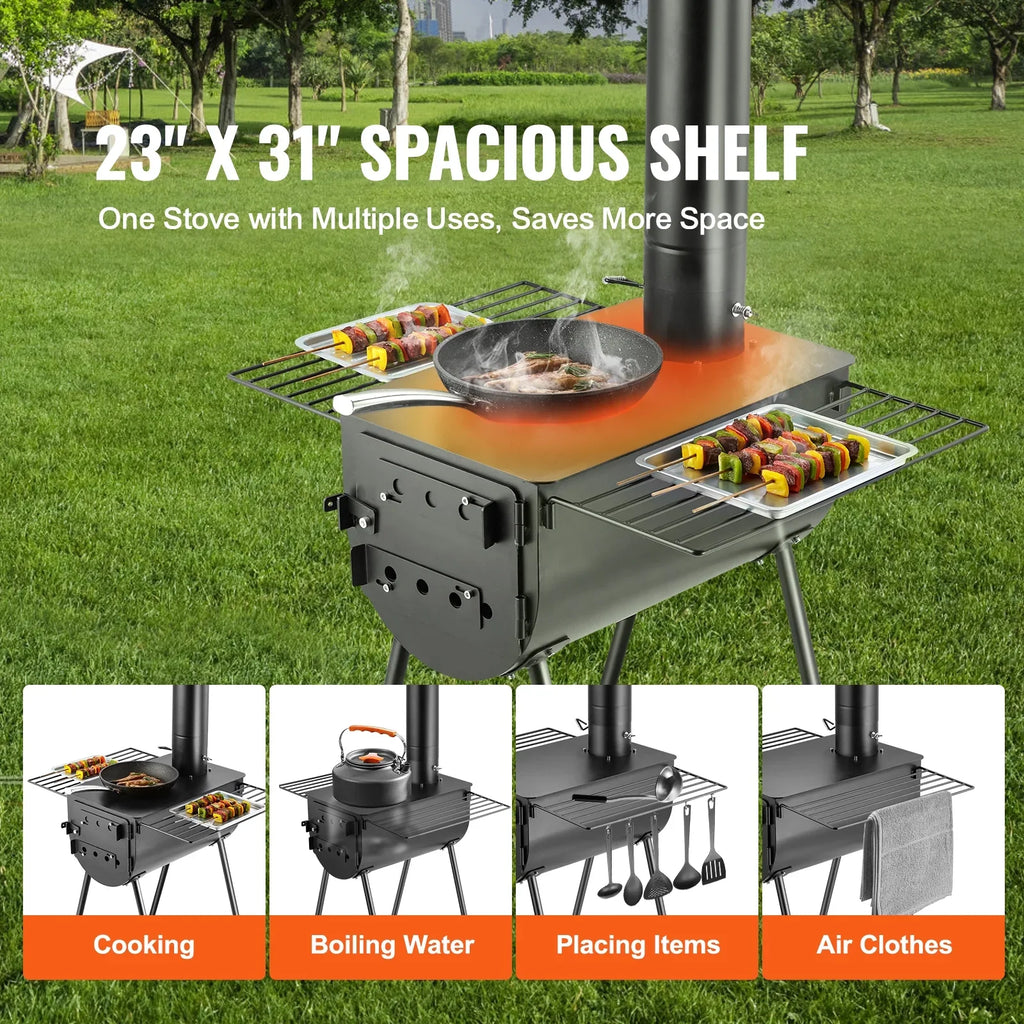 Tent Portable Stove w/ 118 BBQ Hot Pipes Camping for Stove Outdoor Wood SKYSHALO in
