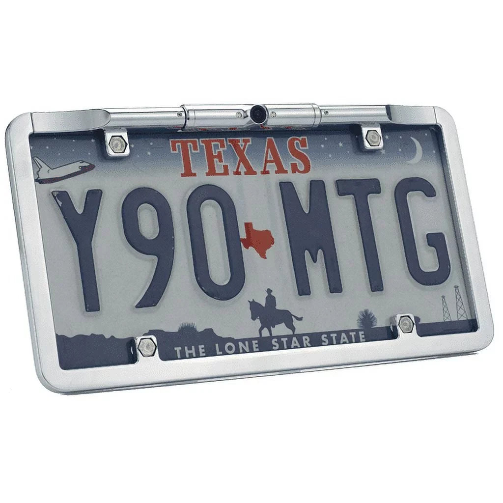 License Camera Plate (Chrome) Full-Frame Active Lines Parking VTL275TJ - with Slim Ultra BOYO Backup