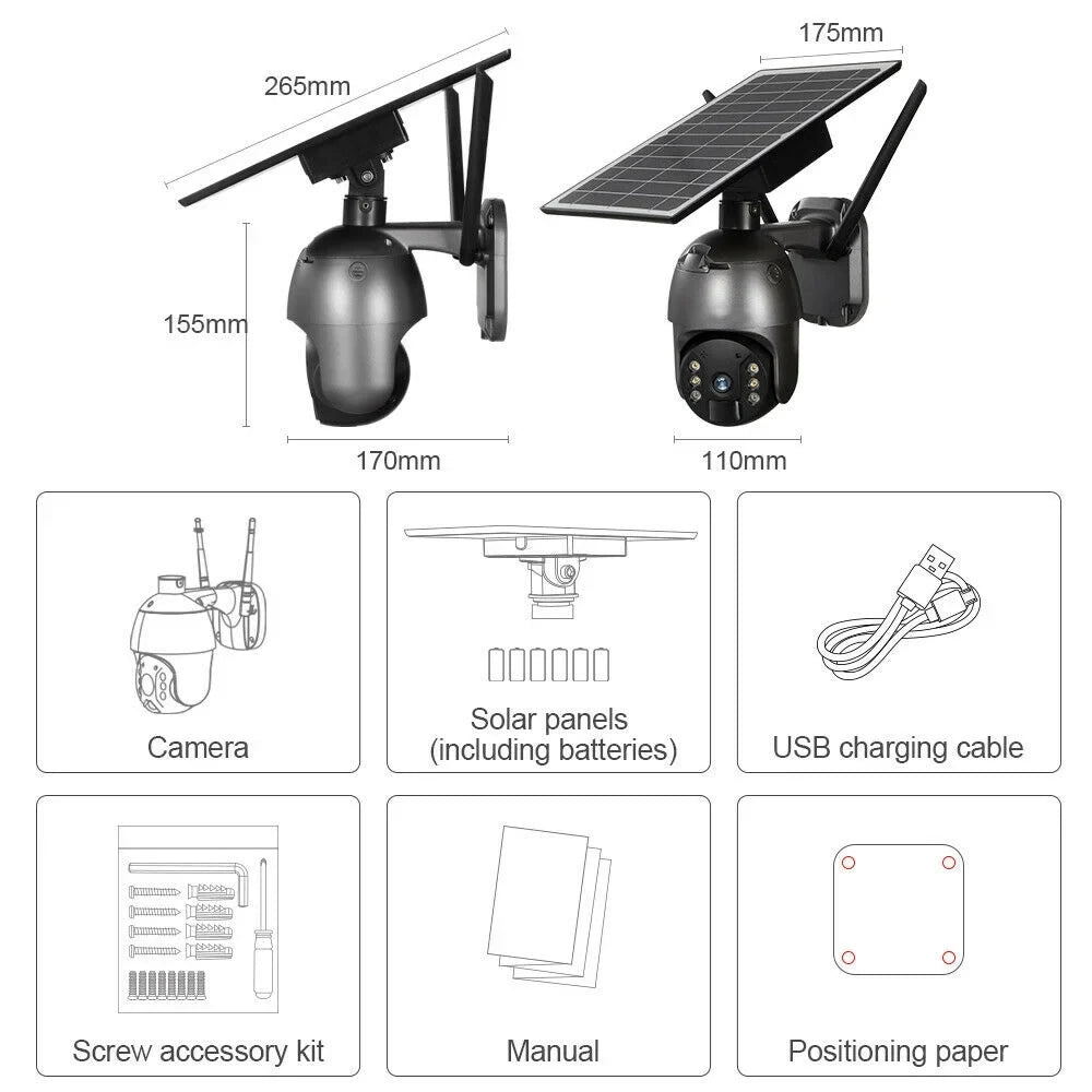Audio, 2-Way PTZ Surveillance Human Wireless Waterproof, Camera, Security 1080P CCTV IP66 Detection, WIFI Outdoor Detection PIR AI Solar Motion HD DFITO Camera Camera Security