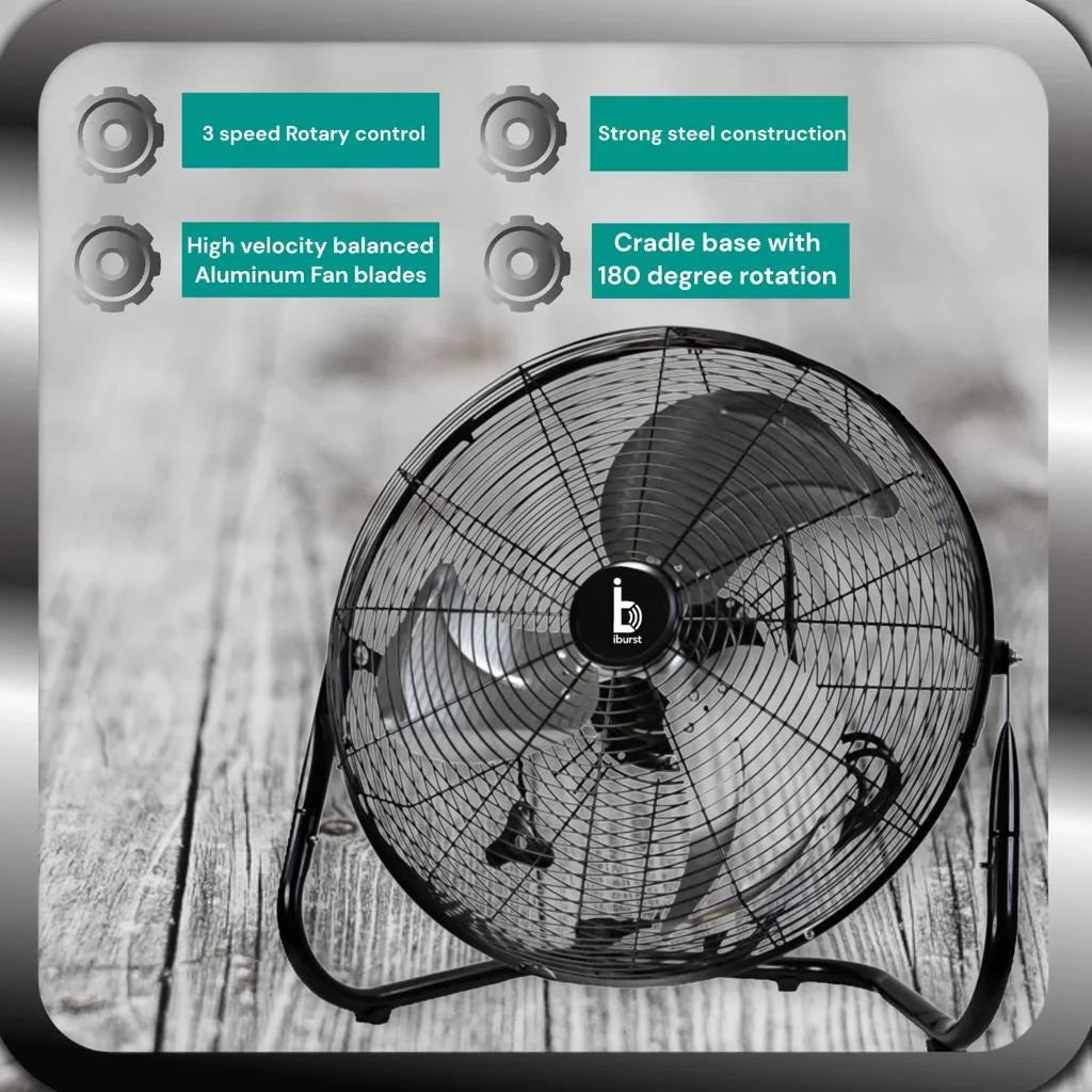 Black inch iBurst Industrial Floor Velocity Duty High Heavy Fans Metal 18 3-Speed Ib-218