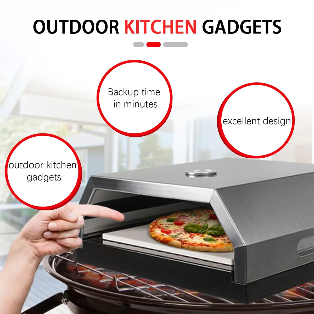 Easy On Grill Portable Pizza Gas Oven, Home-made Top & Oven BBQ Pizza Oven, Pizza Charcoal BBQ Carry Any Handles, Fits Grill,