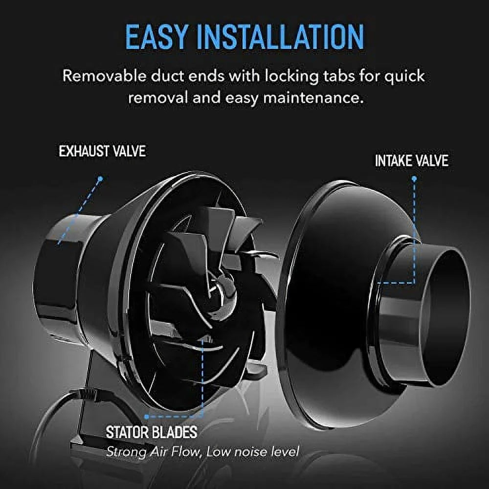 Combo for 8 Controller, Vent 195 Speed 4 Rope noise Grow Monitor, Fan Tent Filter, Humidity Feet Circulation Low CFM 1-Pair and iPower Carbon Inline Ducting, Air Blower, Inch Temperature Ventilation