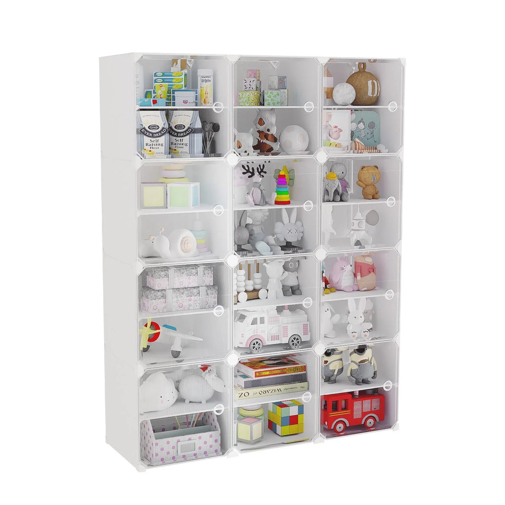 Stand Rack Entryway Organizer Plastic 48 Tower Shoe Cabinet Boxes, 12 White Shelf Cubes Shoe Bedroom Tiers Shoe Storage Pairs Storage 96 Closet Modular for Hallway