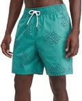 Tommy 7" Swim Hilfiger Mens Green Monogram Small Trunks Inseam Print Allover