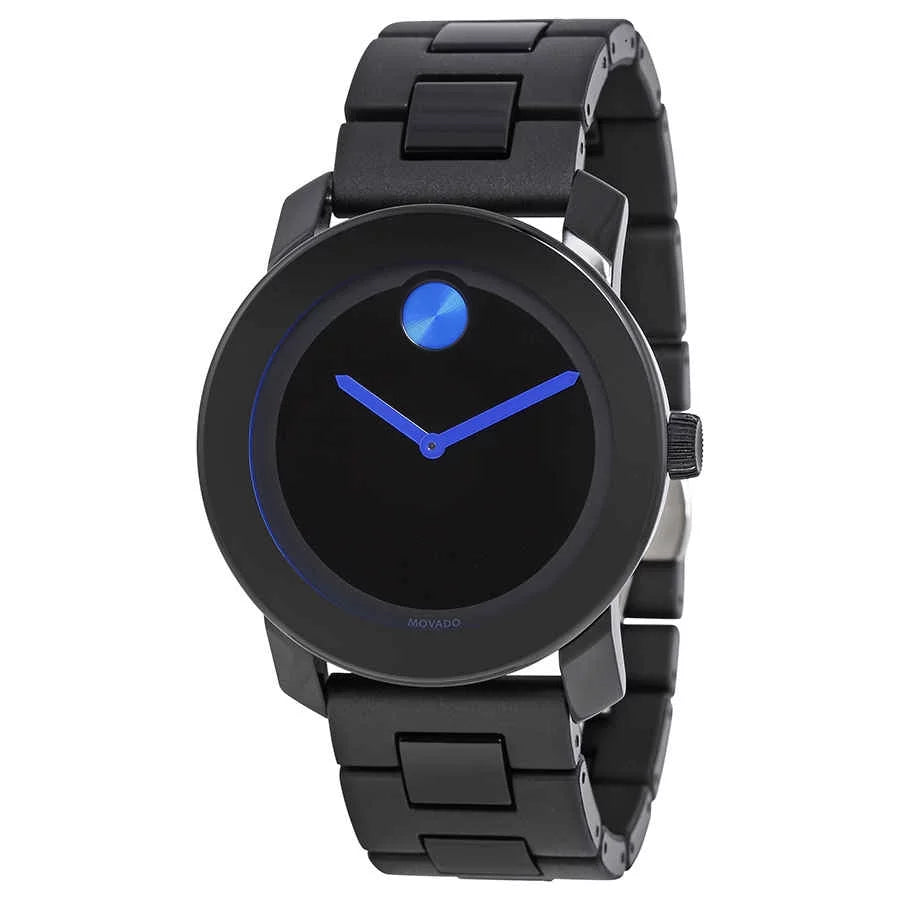 Steel 3600099 Watch Mens 42 mm Movado Black Stainless TR90/Polyurethane Bold Dial