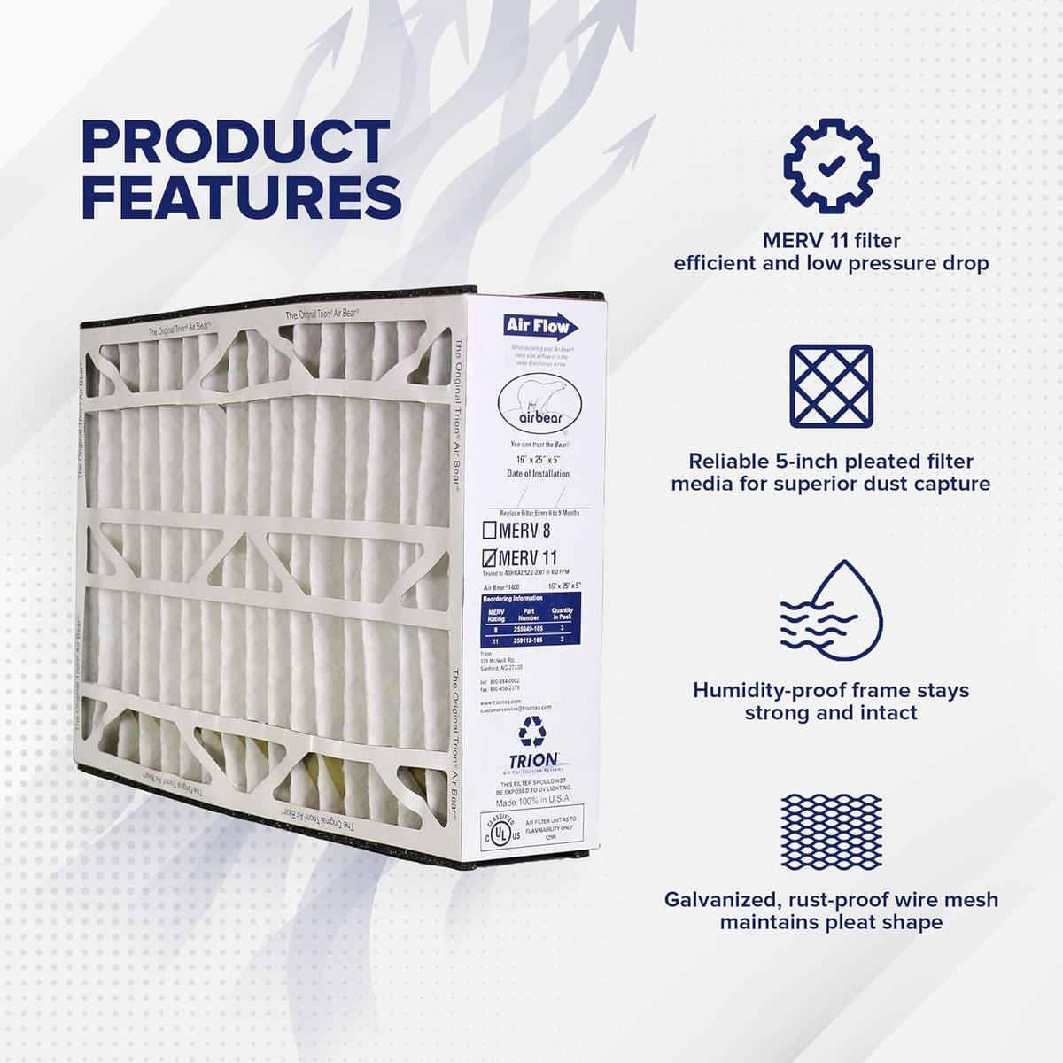 Systems, Purifier for Purification Bear x 5 11 25 White x Replacement Cleaner Pack) Air Air Inch 16 Performance High Filter (3 MERV