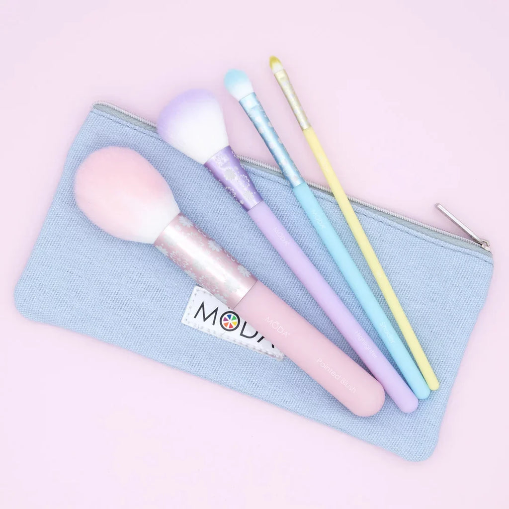 Posh Includes Pointed Brush Pastel Complete Makeup Face Highlighter, Shader Moda Set, Blush, 5pc and Makeup Brushes Brush