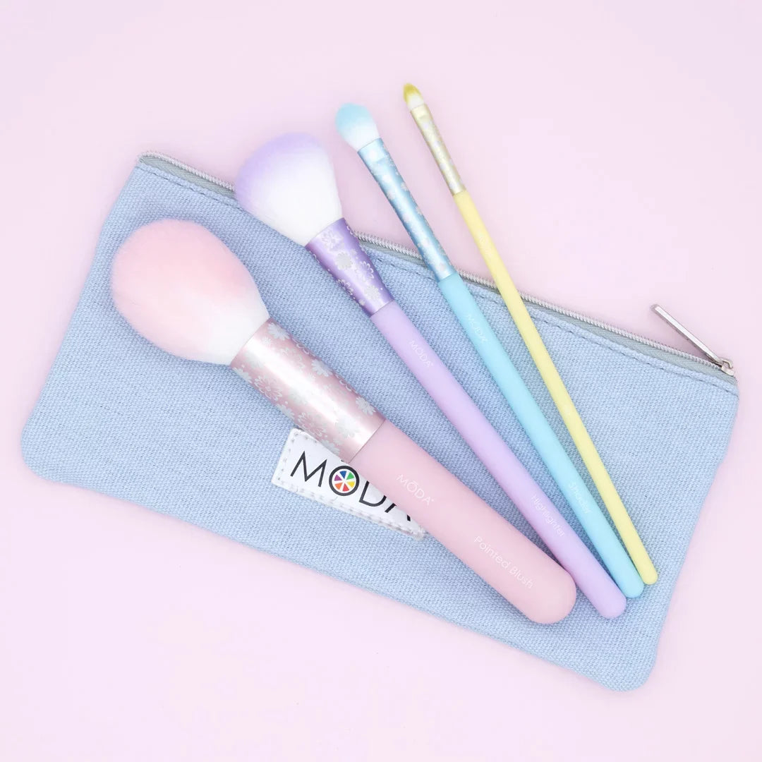 Posh Includes Pointed Brush Pastel Complete Makeup Face Highlighter, Shader Moda Set, Blush, 5pc and Makeup Brushes Brush